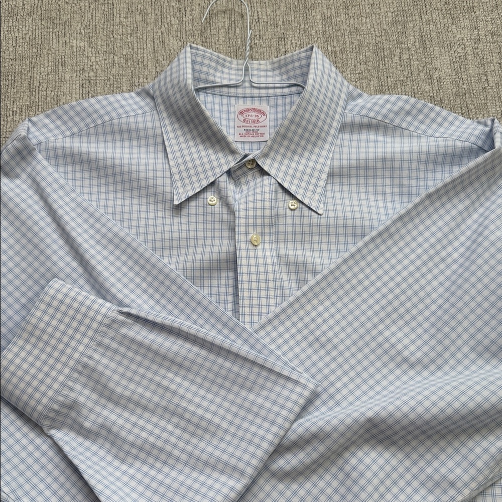 Brooks Brothers Light Blue Plaid Dress Shirt